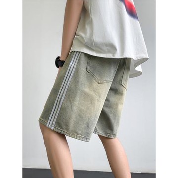 夏季牛仔短褲男士寬松五分褲薄款潮牌炸街帥氣男褲子直筒寬松中褲