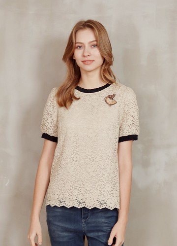 活力輕盈羅紋蕾絲上衣