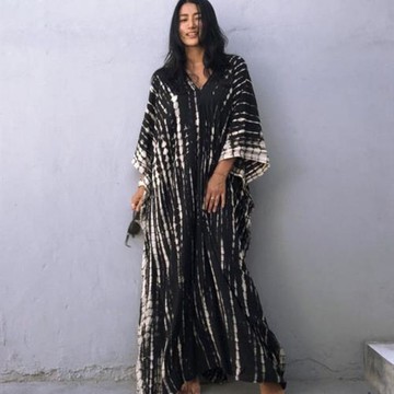 歐美度假風寬松大碼防曬衣沙灘外套比基尼罩衫泳衣外搭女長袍披肩