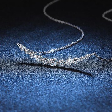 【巴黎精品】莫桑鑽項鍊925純銀吊墜-高級感奢華排鑽1.1克拉鎖骨鍊女飾品a1cn5