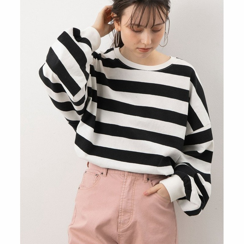 ビス 太ボーダールーズシルエットロングtシャツ レディース ブラック F Vis 通販 Lineポイント最大1 0 Get Lineショッピング