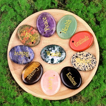 宏雲Hongyun-ks-2030-天然水晶半寶石力量石刻字打孔預言鼓勵石瑪瑙多種熱賣