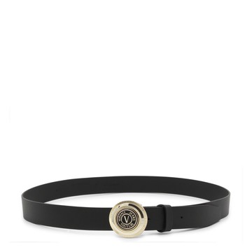 Versace Jeans Couture - Black Leather V Emblem Round Belt