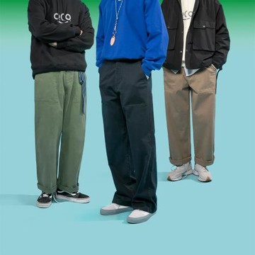 【249元任選3件】工裝情侶寬松直筒休閑褲男士闊腿布褲子潮日系