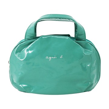 agnes b. 亮面軟皮小手提包-湖水綠