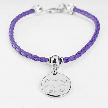 【CHIC DOG皮革圓繩狗牌項鍊】簡約圓繩貓牌((送刻字服務))