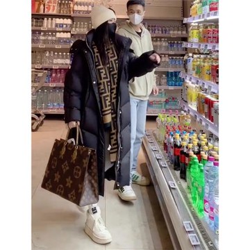 2025冬季新款連帽炸街羽絨棉服女寬松氣質棉衣女中長款面包服外套