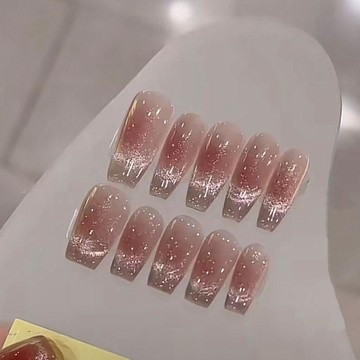 【亮晶貓眼】純手工穿戴甲美甲貼片指甲貼穿戴式光療甲貓眼漸變 美甲貼片 指甲貼片 假指甲 美甲