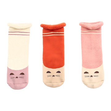 加厚兒童毛圈襪  M  可愛小貓 防滑 多色