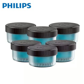 【PHILIPS 飛利浦】CC16/51 智能系列電鬍刀清洗座專用清潔液/藥水匣6入 適用S5889/S5579/S7887/S7788/S9986