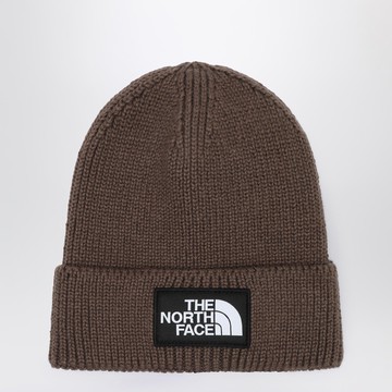 Brown beanie with logo patch