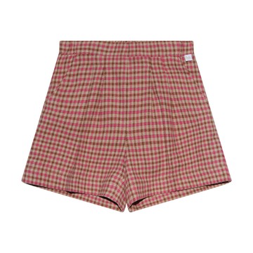 Il Gufo - Fuchsia And Beige Cotton Check Shorts