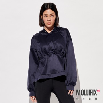 Mollifix 瑪莉菲絲 造型剪裁前口袋連帽上衣 (經典藍) 暢貨出清、瑜珈服、帽T、大學T