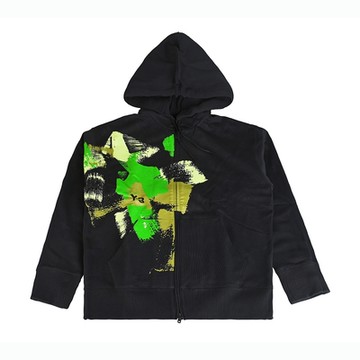 Y-3黑字LOGO油漆筆觸設計棉質抽繩連帽寬鬆長袖外套(黑x多色)