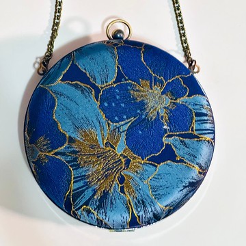 金藍線花織錦緞小圓包 - 可手拿/ 斜揹/ 婚禮姊妹禮物