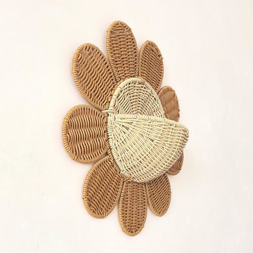 北歐藤編壁掛籃入門鑰匙收納筐浴室民宿兒童房墻壁裝飾置物收納籃