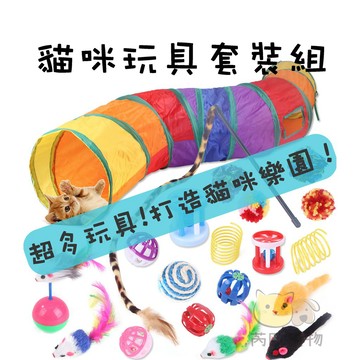 【芮歐寵物】 台灣現貨 貓玩具 套裝組 貓隧道 貓咪通道 逗貓棒 寵物玩具套裝 21件 寵物隧道 貓玩具 寵物玩具