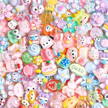 奶油膠咕卡套裝3d立體貼紙奶油膠diy材料補充兒童手工樹脂配件裝飾女孩可愛卡通咕卡貼紙材料包便宜咕咔