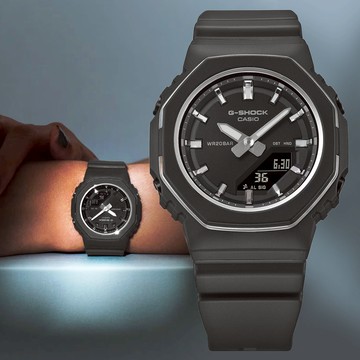 CASIO 卡西歐 G-SHOCK WOMEN 金屬環點綴雙顯錶 GMA-P2110-1A