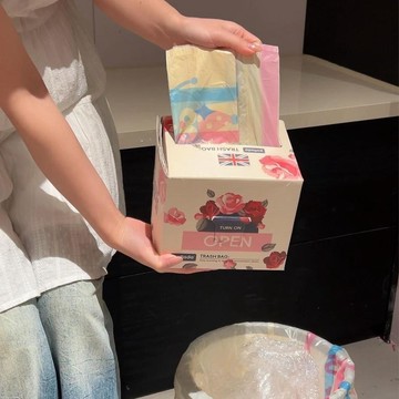 Pollada免撕垃圾袋家用廚房垃圾袋平口塑料袋抽繩垃圾袋手提式