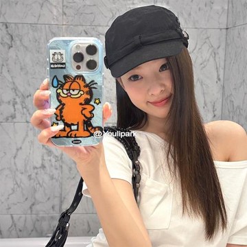 由里公園ins卡通可愛流汗加菲貓涂鴉適用12蘋果15ProMax手機殼iPhone13全包15新款12Pro軟14Promax防摔保護套