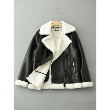 加厚皮毛一體仿羊羔絨保暖機車服外套冬季新款寬松長袖皮衣 OM342