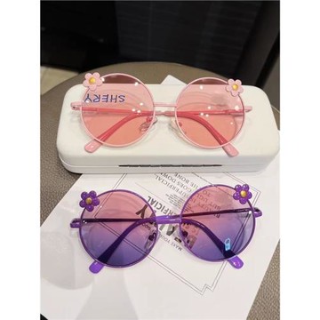 日本女孩墨鏡時尚金屬框洋氣女寶寶太陽鏡可愛兒童眼鏡走秀搭配潮