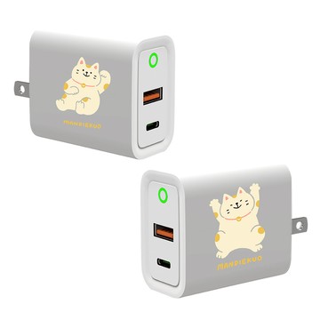 【插畫家聯名】Mandie招財貓貓USB3.0+PD20W雙孔充電器
