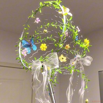 桃園出貨✨春日夢幻蝴蝶仿真花捕夢網DIY材料包送閨蜜朋友生日禮物拍照道具