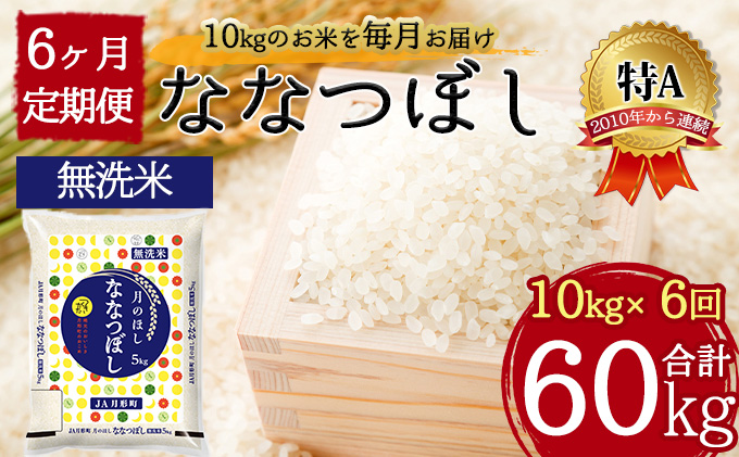 北海道 定期便 6ヵ月連続6回 令和5年産 ななつぼし 無洗米 5kg×2袋 特A 米 白米 ご飯 お米 ごはん 国産 ブランド米 時短 便利 常温 お取り寄せ 産地直送 送料無料