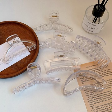 透明抓夾發夾韓國法式復古發抓夾子頭飾頭發鯊魚夾后腦勺發卡發飾