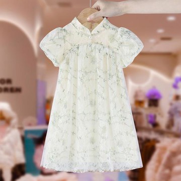 女童漢服小香風旗袍夏款2025新款兒童裝小女孩民國公主裙薄款裙子