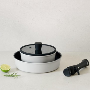 韓國可拆式不沾鍋4件組 曜黑限量版 平底鍋湯鍋燉鍋韓國鍋具