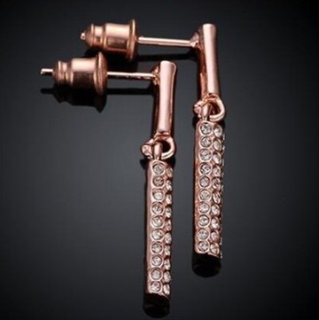 純銀耳環鍍18K金鑲鑽耳飾-垂吊式時尚簡單大方生日情人節禮物女飾品3色73cg115【獨家進口】【米蘭精品】