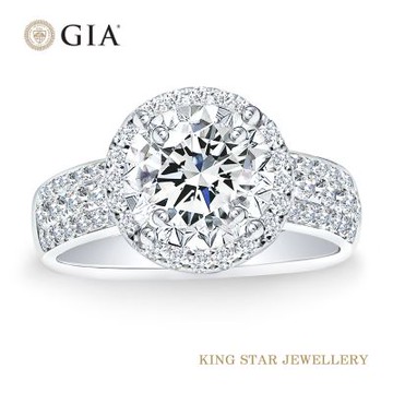 King Star GIA 一克拉 Dcolor 18K金 天然鑽石戒指 芙蓉(3克拉視覺效果)