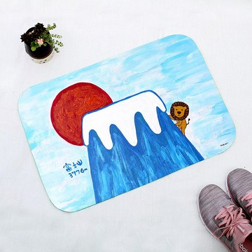 可愛插畫絨毛地墊富土山