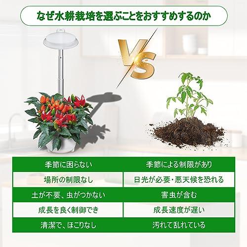 Marble 水耕栽培キット 室内育苗器 初心者向け 1.2Lタンク 植物育成LEDライト付き (白)