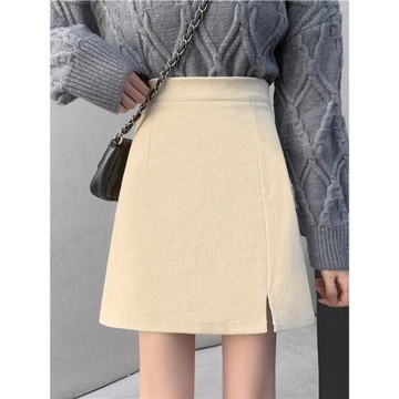 大碼燈芯絨半身裙女秋冬胖mm百搭包臀開叉女士a字顯瘦短裙子200斤