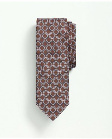 Brooks Brothers Men's Silk Link Grid Print Tie | Brown | Size Regular