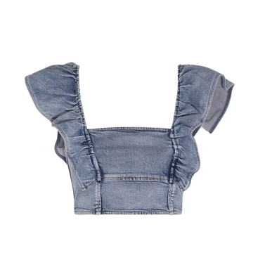 Ganni - Light Blue Cotton Blend Denim Top