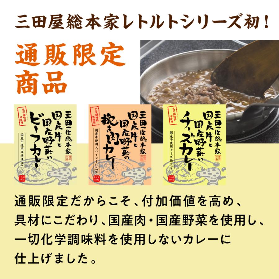 三田屋 総本家 レトルトカレー  送料無料 国産牛と国産野菜のビーフカレー 180g×8箱 ご自宅用 通販限定商品