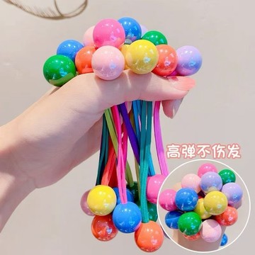 台灣現貨【法拉米拉】韓版彩色頭繩公主頭飾皮筋紮馬尾長皮筋髮繩圓球糖果色髮圈 77-0481
