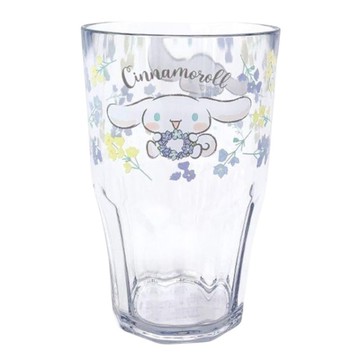 小禮堂 大耳狗 透明塑膠無把杯 380ml (透明花圈款) 4930972-554262