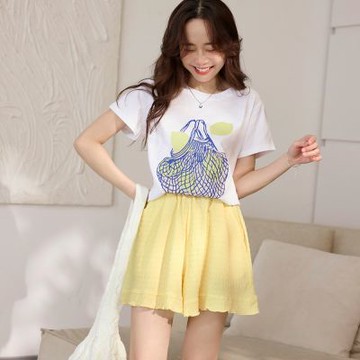 OB嚴選-立體紋理腰鬆緊荷葉邊短褲《BA7846-》