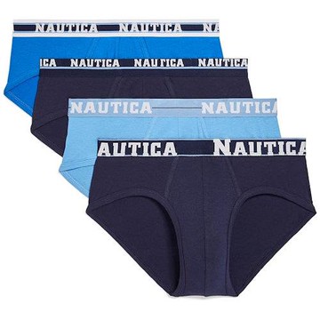 NAUTICA  2025男時尚棉質彈性藍色系三角內著混搭4件組