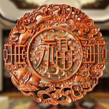 禪意閣桃木福字木雕掛件鏤空雕刻工藝品客廳掛飾中式家居飾品