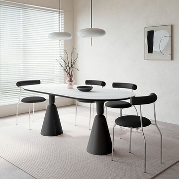 免運/公司貨 餐桌椅 桌椅組合 法式奶油風巖板餐桌椅組合輕奢現代簡約小戶型家用橢圓形吃飯桌子 可開發票 全館五折 工廠現貨直銷 新品特價 z10303