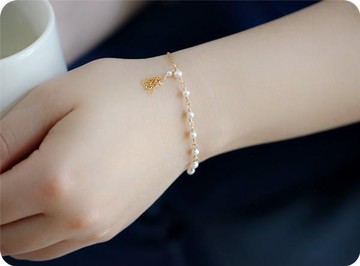 原創淡水珍珠和流蘇手鍊六月生日石