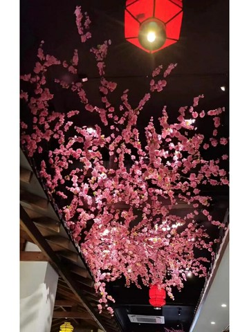 【新店熱銷】新中式仿真桃花櫻花吊頂飯店假花火鍋奶茶櫥窗裝飾遮擋吊頂仿真花