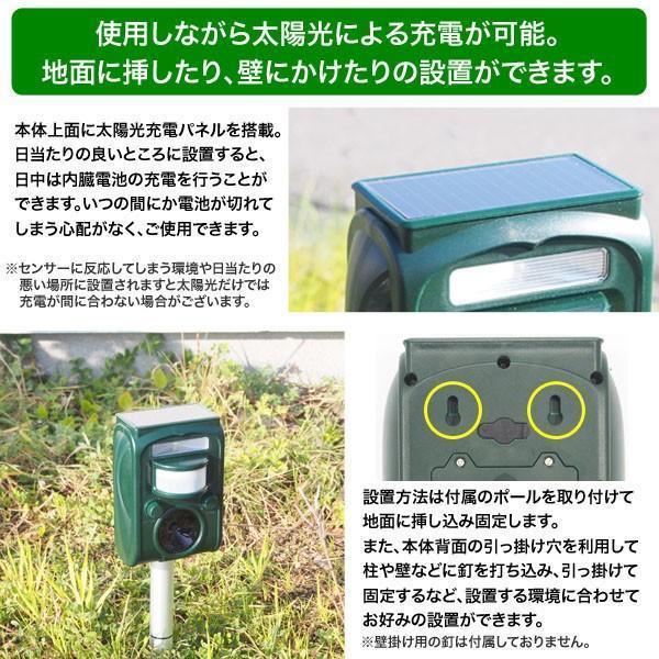 動物撃退器 超音波式 猫よけ ソーラー充電 害獣器 センサー 猫除け 害獣 害鳥 動物 駆除 糞尿 食害 騒音対策 ガーデニング用 農業用